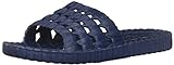 TECS Mens Quick Drying Lightweight Water Shoe for Beach, Showers, House Slipper, Dorms, Outdoor with Open Toe, Rubber Sole, Navy Blue