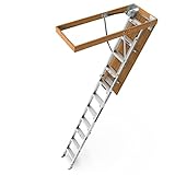 Aluminum Attic Ladder Retractable Loft Stairs Household Folding Manual Lifting, for 7'8'-10'3' Ceiling Height, 22 1/2' x 54', 375 lbs Capacity