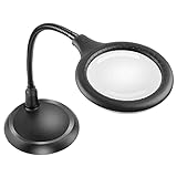 Delixike 5X Dimmable Magnifying Lamp,Large Hands Free Magnifying Glass with Light and Stand for Reading,Hobbies,Crafts,Workbench