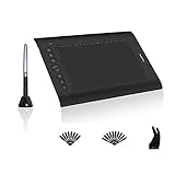 HUION H610PRO V2 Graphic Drawing Tablets 10x6 inch Digital Drawing Pad for Computer/Mac, 8192 Battery-Free Pen Tilt Function, Glove and 18 Pen Nibs Included