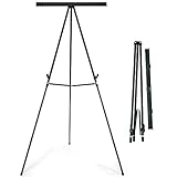 Falling in Art Aluminum Flip Chart Display Easel Stand with Adjustable Floor for Boardroom, Whiteboard, Paper Pads, Signage, 63 1/2'' High, Black