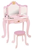 KidKraft Wooden Princess Vanity & Stool Set with Mirror, Children's Furniture - Pink, Gift for Ages 3-8