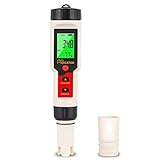 Digital Salinity and pH Tester for Saltwater Pool, HOICATED 5 in 1 pH Salt TDS EC Temp Meter for Swimming Pool Water, Accurate Salt Tester for Saltwater Aquariums, PPM and EC Meter for Hydroponics