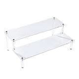 BYCY Acrylic Clear 2-Tier Riser Display Shelf for Figures, Desserts Holder, Collections Organizer and Cosmetic Items Shelf (12' x 6.9' x 4.25')