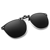 ARCAMOY Clip on Sunglasses Over Prescription Glasses Polarized Anti Glare Flip Up UV Protection Glasses For Men Women (Black)