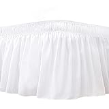 Biscaynebay Wrap Around Bed Skirts for King & Cal King Beds 15' Drop, White Adjustable Elastic Dust Ruffles Easy Fit Wrinkle & Fade Resistant Silky Luxurious Fabric Machine Washable