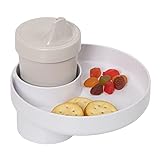 My Travel Tray/Round - USA Made. Easily Convert Your Current Cup Holder to a Tray and Cup Holder for use with Car Seats, Booster,Stroller and Anywhere You Have a Cup Holder! (White)