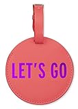 Kate Spade New York Round Vegan Leather Luggage Tag for Women, Durable Suitcase ID Tag, Let's Go