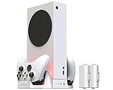 ElecGear Vertical Cooling and Charging Stand for Xbox Series S, 2X Rechargeable Battery and Dual Charger Dock for Xbox Controller, Cooling Fan with LED Lights and USB Port for Gaming Accrssories