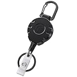 Uniclife Retractable Keychain for Badge Holder Heavy Duty Badge Reel for up to 8 oz Strong ABS Casing with Stainless Steel Spring Coil 31.5 Inch Steel Wire Rope Carabiner Clip and Key Ring