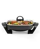BELLA Electric Skillet and Frying Pan with Glass Lid, Nonstick Coating, Cool Touch Handles, Removable Heating Probe, Dishwasher Safe, 12 x 12 inch, Copper