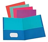 Oxford 2 Pocket Folders, Textured Paper, Assorted Colors (Blue, Purple, Teal, Orange, Pink), Contrasting Interior, Letter Size, 25 Per Box (53274EE)