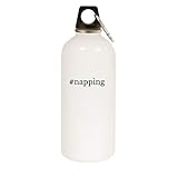 Molandra Products #napping - 20oz Hashtag Stainless Steel White Water Bottle with Carabiner, White