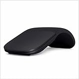 Wireless Arc Bluetooth Mouse Ergonomic Foldable Optical Touch Mouse Travel Computer Mouse Silent Folding Mouse for Computer Mac OS Laptop Notebook (Black)