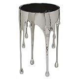Deco 79 Aluminum Drip Accent Table with Melting Designed Legs and Shaded Glass Top, 16' x 16' x 24', Silver