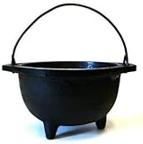 Cast Iron Cauldron w/Handle, Ideal for smudging, Incense Burning, Ritual Purpose, Decoration, Candle Holder, etc. (3' Diameter Handle to Handle, Inside Diameter 2') (6' x 6')