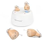 iBstone Rechargeable Hearing Aids, Mini Completely-in-Canal Hearing Amplifier for Seniors with Noise Reduction, OTC, Pair, K19, Beige