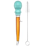 U-Taste 1.5oz Angled Turkey Baster - 228.2℉ Heat Resistant Food Grade Tritan and Silicone Large Octopus Bulb Baster Set with Cleaning Brush for Cooking Basting Meat Poultry Beef Chicken (Aqua Sky)