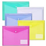 10 Pack File Folders,Plastic Envelope Folder,US Letter A4 Size Poly Envelopes with Label Pocket,Folders for Documents,Assorted Color