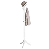 VASAGLE Solid Wood Coat Rack and Stand, Free Standing Hall Coat Tree with 10 Hooks for Hats, Bags, Purses, for Entryway, Hallway, Rubberwood, Cloud White URCR03WT