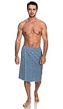 TowelSelections Men's Wrap Adjustable Cotton Terry Spa Shower Bath Gym Cover Up Large/X-Large Blue