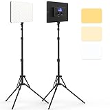 2 Packs LED Video Light with 63' Tripod Stand, QEUOOIY 20W Bi-Color Photography Lighting Kit, Dimmable 2500-8500K Studio Conference Light, Built-in 8000mAh Battery for YouTube/TikTok/Vlog/Streaming