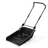 GYMAX 26” Poly Sleigh Shovel, Rolling Snow Pusher Scoop Extra Large Capacity, Adjustable Angle & Easy Setup, with Ergonomic Handle & Wheels for Driveway, Sidewalk, Patio (Black)