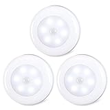 STAR-SPANGLED 3 Pack 2.8” Motion Sensor Lights Indoor AAA Battery Operated, Stick on LED Puck Light for Stairs, Under Cabinet, Closet, Cool White
