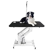 Bonnlo Hydraulic Dog Grooming Table, Professional Heavy Duty Grooming Table for Dogs, Trimming Table Drying Table w/Arm/Noose