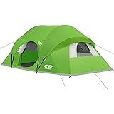 CAMPROS CP Tent-9-Person-Camping-Tents, Gifts for Family Waterproof Windproof Family Tent with Top Rainfly, 3 Large Mesh Windows, Double Layer, Easy Set Up - Green