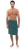 TowelSelections Men's Wrap Adjustable Cotton Terry Shower Bath Gym Cover Up with Snaps Small/Large Brittany Blue