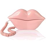 Landline Phones for Home, TelPal Corded Lip Phone, Retro Desktop House Phone, Analog Novelty Mouth Phone for Home/Office/Hotel/Shops/Party