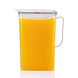 LocknLock Aqua Fridge Door Water Jug with Handle BPA Free Plastic Pitcher with Flip Top Lid Perfect for Making Teas and Juices, 2 Quarts, Clear