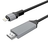[Apple MFi Certified]Lightning to HDMI,Lightning to HDMI Adapter Cable 2K Lightning to Digital AV Adapter Sync Screen Converter for iPhone iPad iPod on TV Monitor Projector-6.6ft,Plug and Play (Black)