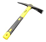 Forged Adze Pick, Weeding Mattock Hoe, Pick Axe 15-Inch, One Piece Intact Drop Forged, Plastic Coated Fiberglass Handle, 1.4LB