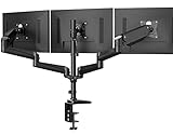 HUANUO Triple Monitor Mount for 17 to 32 inch Screens, 3 Monitor Desk Mount Stand with Gas Spring Adjustment Swivel Tilt Rotation with Clamp & Grommet Kit, Hold up to 17.6lbs, Black