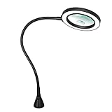 Magnetic Magnifying Lamp,3 Color Modes Soldering Flexible Gooseneck 10x&5X Magnifying Glass Lamp for Helping Hands Station or Heavy Duty Soldering Work Base Station
