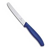 Victorinox 6.7832 Swiss Classic Tomato and Table Knife Ideal for Cutting Fruits and Vegetables with Soft Skin Serrated Blade in Blue, 4.3 inches