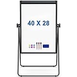 TRIPOLLO Stand WhiteBoard, 40 x 28 inches Magnetic Dry Erase Board Stand, Height Adjustable Flipchart Whiteboard Easel, Double Sided Portable Whiteboard for Home Office Classroom