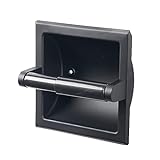 Modern Matte Black Recessed Toilet Paper Towel Holder Set Durable Metal Wall Mount for Space Saving Bathroom Design Stainless Steel Ring Rack for Hand Towels Included