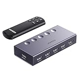 UGREEN HDMI Switch 5 in 1 Out 4K@60Hz, HDMI Splitter with Remote 5 Port HDMI Switcher Selector Support 3D CEC HDR HDCP2.2 Compatible with PS5/4/3 Xbox Nintendo Switch Roku TV Fire Stick Grey