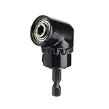 105 Degree 1/4 Inch Right Angle Drill Adapter Hex Shank Screwdriver Angled Bit Holder Black
