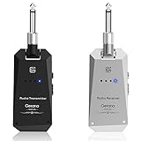 Getaria Wireless Guitar Transmitter Receiver Set 5.8GH Wireless Guitar System 4 Channels for Electric Guitar Bass (Silver/Black)