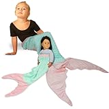 Mermaid Tail Blanket for Girls - Kids Fleece Blanket Made by Minky Plush - Includes a Free Newborn Blanket - Makes Great Gift for Ages (0 Months to 11 Years) (Aqua / Pink)