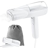 Handheld Steamer for Clothes Foldable Clothing Wrinkles Remover for Garments Mini Fabric Steam Iron with Storage Bag for Home Travel, 100 ml 25s Heat up 800W, White