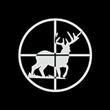 Deer in Scope Hunting Buck Elk Decal | White | Made in USA by Stick This! | Sticker for Car or Truck Windows, Laptop, Water Bottle, Tablets etc. | 4.5' x 4.5' |