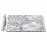 La Patisserie Marble Cutting Board 16x20 inches with Marble Stone Rolling Pin - Marble Pastry Board for Dough, Chopping, Leather Working - Cold Marble Slab for Countertops, Kitchen and Serving Cheese