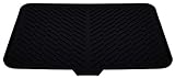Luxet Silicone Dish Drying Mat with Built-in Drain Lip - Hygienic Drying Pad - Sturdy Compact Easy to Clean Tray Protects Surfaces Prevents Water Build Up - 23 X 17 (Black)