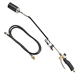 ATPEAM Propane Torch Weed Burner Kit | High Output 500,000 BTU, Heavy Duty Weed Torch Wand with Turbo Trigger Push Button Igniterand 6.5 ft Hose for Ice Snow Melter, Roofing, Roads