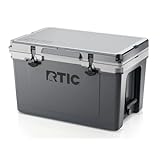 RTIC Ultra-Light 52 Quart Hard Cooler Insulated Portable Ice Chest Box for Beach, Drink, Beverage, Camping, Picnic, Fishing, Boat, Barbecue, 30% Lighter Than Rotomolded Coolers, Dark Grey & Cool